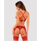 Комплект білизни Obsessive Lacelove cupless 3pcs set XS/S Red, бюстгальтер, стрінги, пояс для панчіх