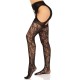 Панчохи Leg Avenue Eyelet lace suspender hose Black One Size