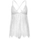 Сорочка беби-долл Leg Avenue Floral lace babydoll & string White M, стринги