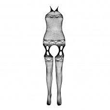 Бодистокинг Passion ECO BS006 black, с доступом, халтер, имитация подвязок