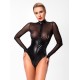 Боді Noir Handmade F321 Edge wetlook and mesh body with rings - M