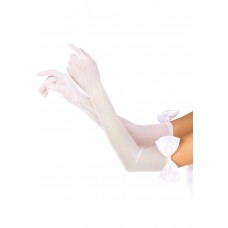 Довгі рукавички з бантом Leg Avenue Opera length bow top gloves White, напівпрозорі