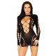 (SALE) Безшовна мінісукня Leg Avenue Long sleeve cut out mini dress One size Black