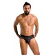 Мужские трусы с цепочкой Passion 030 SLIP TOM L/XL Black, экокожа, открытые ягодицы