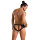 Мужские трусы с цепочкой Passion 030 SLIP TOM L/XL Black, экокожа, открытые ягодицы