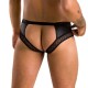 Мужские трусы с цепочкой Passion 030 SLIP TOM L/XL Black, экокожа, открытые ягодицы