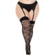 Панчохи Leg Avenue Wild rose net thigh highs 1X/2X