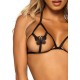 Эротический комплект с открытой чашкой Leg Avenue Open cup bra and pearl panty One Size Black