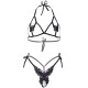 Эротический комплект с открытой чашкой Leg Avenue Open cup bra and pearl panty One Size Black