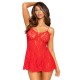 Сорочка бебі-дол Leg Avenue Rose Lace Flair Chemise Red, One Size