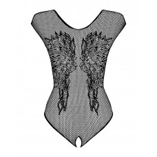 Бодистокинг из крупной сетки с кружевом Obsessive B112 teddy S/M/L, черный, с доступом