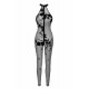 Бодистокинг Noir Handmade F315 Ego flocked mesh halter catsuit - L