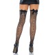 Панчохи-сітка зі швом ззаду Leg Avenue Bow back seam thigh highs One size Black, атласний бант