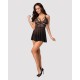 Эротический кружевной комплект с сеточкой Obsessive 838-BAB-1 babydoll & thong black S/M, черный, пе