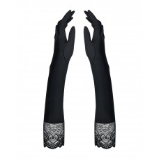 Високі рукавички з каменями та мереживом Obsessive Miamor gloves, black