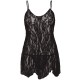 Сорочка бебі-дол Leg Avenue Rose Lace Flair Chemise Black, Queen Size