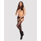 Сетчатые чулки-стокинги со стрелкой Obsessive Garter stockings S314 S/M/L, черные, имитация гартеров