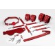 Набір Feral Feelings BDSM Kit 7 Red, наручники, поножі, конектор, маска, падл, кляп, затискачі