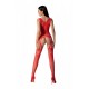 Бодистокинг с плетением на груди Passion BS099 One Size, red, открытый доступ, имитация подвязок