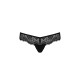 Кружевные трусики-танга с атласным бантиком Passion NAJA THONG L/XL, black