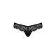 Мереживні трусики-танга з атласним бантиком Passion NAJA THONG L/XL, black