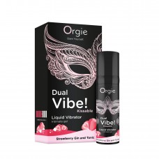 Рідкий вібратор Orgie Dual Vibe! Strawberry Gin & Tonic Kissable Liquid Vibrator, 15 мл