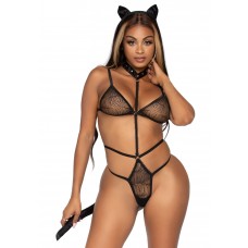 Еротичний костюм кішки Leg Avenue Roleplay Sex Kitten One size Black, боді, вушка, чокер