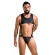 Мужское кожаное боди Passion 056 ADAM XXL/XXXL Black, заклепки