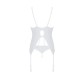 Корсет із пажами, трусики з ажурним декором та відкритим кроком Passion URSULA CORSET L/XL, white