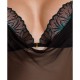 Сорочка Passion DELIENA CHEMISE L/XL black, стринги с заниженной талией