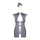 Эротический костюм стюардессы Obsessive Stewardess 3 pcs costume grey S/M, серый, платье, стринги, п