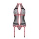 Корсет з пажами PassionSATARA CORSET L/XL red, стрінги, мереживо, застібки спереду та ззаду