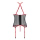 Корсет с пажами Passion SATARA CORSET L/XL red, стринги, кружево, застежки спереди и сзади