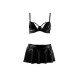 Комплект белья под латекс Passion DEBY SET S/M, black, лиф, мини-юбочка, стринги