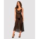 Полупрозрачная длинная сорочка Obsessive Estiqua chemise M/L, черный, ассиметричный крой