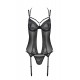 Корсет Passion DROSERA CORSET black, L/XL, с креплениями для чулок, трусики в комплекте