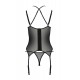 Корсет Passion DROSERA CORSET black, L/XL, с креплениями для чулок, трусики в комплекте
