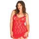 Сорочка бебі-дол Leg Avenue Rose Lace Flair Chemise Red, Queen Size