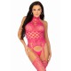 Кружевной бодистокинг с открытым доступом Leg Avenue High neck lace bodystocking One size Raspberry