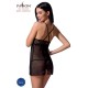 Прозора сорочка приталена Passion QUENTRIS CHEMISE S/M, black, трусики