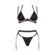 Комплект белья Obsessive Selinne 3-pcs set M/L Black, бюстгальтер, стринги пояс для чулок