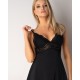 Сатиновый пеньюар с кружевом Obsessive 810-BAB-1 babydoll & thong L/XL, черный, пеньюар, танга