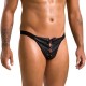 Мужские слипы на шнуровке Passion 044 SLIP BEN L/XL Black, экокожа, люверсы