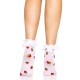 Носки женские с клубничным принтом Leg Avenue Strawberry ruffle top anklets One size, кружевные манж