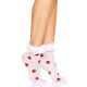 Носки женские с клубничным принтом Leg Avenue Strawberry ruffle top anklets One size, кружевные манж