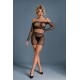 Бодістокінг Caprice Lingerie Model 07 One size Black, топ, велосипедки, сітка зі стразами