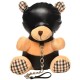 Плюшевий ведмедик HOODED Teddy Bear БДСМ у шкіряному капюшоні з повідцем, 23x16x12 см