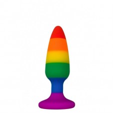 Силіконова анальна пробка Wooomy Hiperloo Silicone Rainbow Plug S, діаметр 2,4 см, довжина 9 см