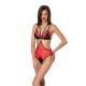 Полупрозрачное боди с кружевом Passion PEONIA BODY L/XL red