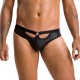Мужские слипы с вырезами Passion 041 SLIP JOE L/XL Black, экокожа, открытые ягодицы